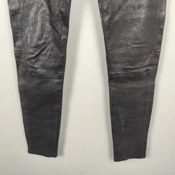 Frame Le Skinny de Jeanne Lamb Leather Jeans Womens 26 Black Slim Rocker Preppy